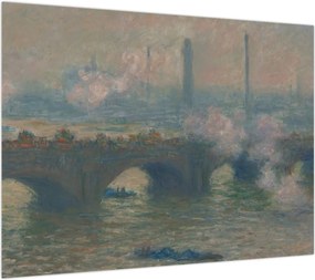 Obraz na szkle - Claude Monet, Waterloo Bridge, Gray Day, reprodukcje (70x50 cm)