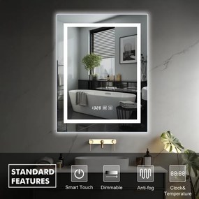 IREDA Lustro łazienkowe z oświetleniem LED, 60 x 80 cm