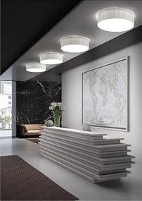 Lampa sufitowa VORADA w stylu nowoczesnym - g?. ø60 cm - LED COB AC 25W - 3540 lm Y 3K - IP20 - syntetyczny plisowany klosz wst?gowy - stal i biel