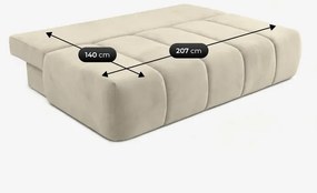 Sofa z Funkcją Spania SARIA Kremowa Welurowa Nowoczesna