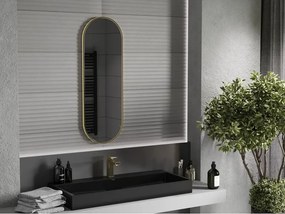 Mexen Loft lustro łazienkowe owalne 100 x 35 cm, rama złota szczotkowana - 9851-100-035-000-50