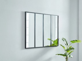 Lustro DUDLEY w kształcie okna, w stylu industrialnym – żelazo – 4-skrzydłowe – 90 × 120 cm – kolor czarny