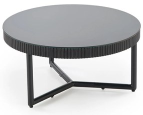 Okrągła czarna ława 60/30 cm szkło/MDF/stal COSMO S