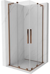 Mexen Velar L Duo kabina prysznicowa rozsuwana 80 x 80 cm, transparent, różowe złoto - 871-080-080-02-03-60