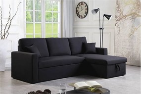 Kanapa narożna "Alain" - 221 x 145 x 85 cm - 3 miejsca - Czarna