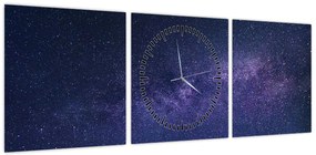 Obraz nocnego nieba (z zegarem) (90x30 cm)
