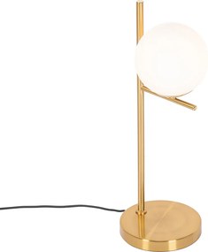 Lampa stołowa art deco złota i opalowe szkło - Flore