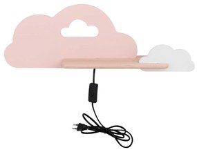 LED Kinkiet dziecięcy z półką CLOUD LED/5W/230V różowy/biały