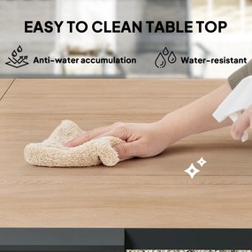 Outsunny Rozkładany Stół Ogrodowy z Aluminium 80/160x80 cm, Odporny na Warunki Atmosferyczne, na Balkon dla 6 Osób, Naturalne Drewno