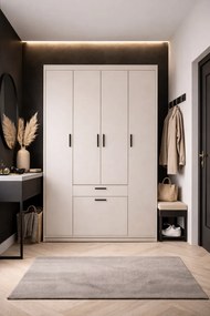 Czterodrzwiowa szafa z szufladami piaskowy beż P9-B56