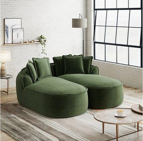 2-osobowa sofa modułowa z poduszkami oparciowymi, z zielonej tkaniny szenilowej, 184 × 164 × 92 cm
