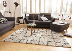 Dywan shaggy Nomadic kratka kremowo-szary 120 cm x 170 cm