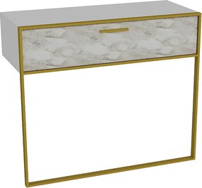 Komoda – 90 x 76,8 x 38,5 cm – Złoto i biel – Melamina