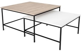 Białe stoliki z blatem w dekorze dębu zestaw 2 szt. 80x80 cm Fiorenza – Marckeric