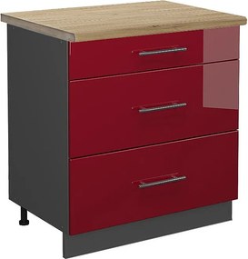 Szafka dolna do kuchni bordowa czerwień wysoki połysk 80x60x82 fame-line