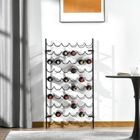 Homcom Stojak na wino metalowy Czarny 63x205x118cm elegancki regał na kolekcję win | Aosom PL