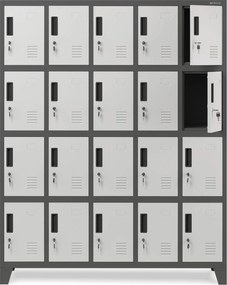 Szafa BHP 20-skrytkowa 136x45x172 cm Robert antracyt/biały