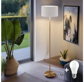 LED lampa stojąca TUNJA 1xE27/20W/230V śr. 38 cm złota/biała
