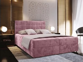 Tapicerowane łóżko kontynentalne GLORIEN VELVET 180x200 cm różowe Materac: Materac sprężynowy Bonell