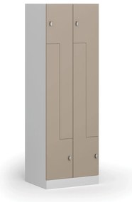 Szafka ubraniowa Z, 4-drzwiowa, 1850 x 600 x 500 mm, demontaż, zamek obrotowy, drzwi beżowe