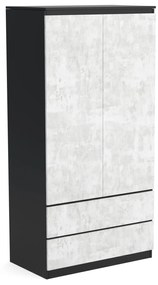 Szafa 90cm Garderoba z 2 szufladami i wieszakiem LUNA Czarny/Beton