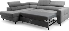 Narożnik Nardo L z funkcją spania lewostronny - szary plusz Pretty 17