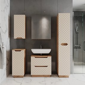 Zestaw mebli łazienkowych dąb/kaszmir ze strukturą płytek 59.8x32x62.5 lotta