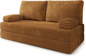 Masseno Sofa piankowa SILAR z funkcją spania, Kanapa z pianki do salonu, Bezmontażowa, Tkanina sztruksowa – Miedziany TILIA 56