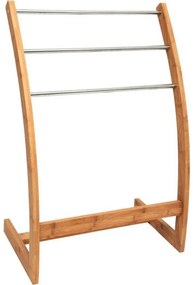 MSV Bambusowy wieszak na ręczniki 3 drążki 57 x 35x 85 cm