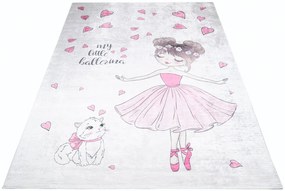 Jasnoróżowy dywan dziecięcy z baletnicą i sercami L0-W03