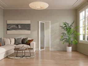 Drzwi z ościeżnicą odwracalne z Aluminium i Szkła hartowanego Przydymionego - wys. 204 x szer. 73 cm - Biały LOXTON