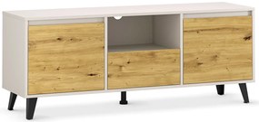 Szafka RTV na czarnych nóżkach kaszmir + dąb artisan R0-B56