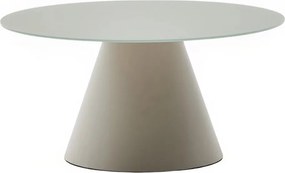 Jasnoszary okrągły stolik ze szklanym blatem ø 80 cm Wilshire – Kave Home