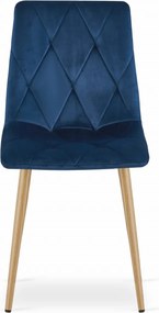 Niebieskie aksamitne krzesło do jadalni LIBRA