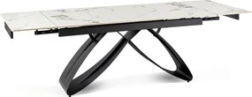 Stół Rozkładany Prostokątny LUIGI 160-240 cm Ceramiczny Biały Marmur/Czarny do Jadalni Nowoczesny