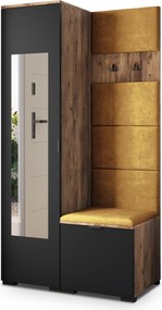 Masseno Garderoba VIRA 95/181/51 cm Nowoczesna Szafa do Przedpokoju Dąb lefkas, MONOLITH 48 (Żółty)