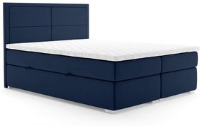 Łóżko kontynentalne DENNERY 140x200 granatowe velvet z pojemnikiem LAVERTO