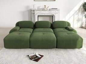 3-osobowa sofa bez stelaża - z trzema podnóżkami - Modułowa i dowolnie konfigurowalna - Tkanina o wysokiej elastyczności - Sztruks - Zielony