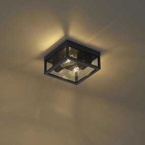 Przemysłowa lampa sufitowa zewnętrzna czarna z czujnikiem ruchu IP44 - Charlois