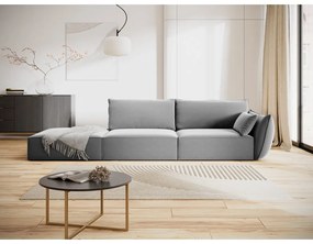 Jasnoszara aksamitna sofa prawostronna 264 cm Vanda – Mazzini Sofas