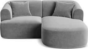 Jasnoszary aksamitny narożnik (prawostronny/z szezlongiem) Campi – Cosmopolitan Design