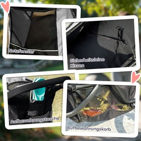 PawHut Wózek dla Małych Psów i Kotów, z Koszem, Systemem Jednoklikowym, Szary