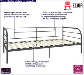 Szare metalowe łóżko pojedyncze 90x200 cm Nefo