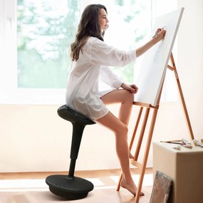 Vinsetto Stołek biurowy z funkcją obrotową, ergonomiczny stołek, regulowana wysokość 65,5-83,5 cm, 120° odchylany, czarny | Aosom PL