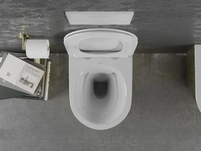 Mexen Lena miska wc Rimless z deską wolnoopadającą slim, duroplast, biała/złota wzór łuski - 30224008
