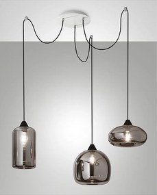 Lampa wisząca LED Fiona z metalu i dymionego szkła dmuchanego 3496-47-126 Fabas Luce