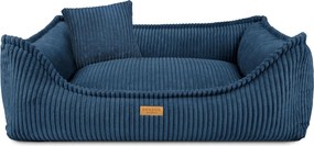 Prążkowane legowisko dla psa Milano - ortopedyczne, granatowe