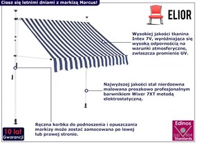 Markiza balkonowa ręcznie zwijana niebiesko-białe pasy - Marcus