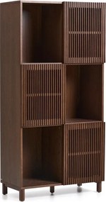 Ciemnobrązowy regał w dekorze orzecha z drzwiami przesuwnymi 84,5x170x42,5 cm Beyla – Kave Home