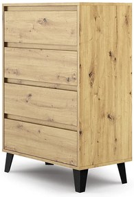 Komoda z 4 szufladami w stylu scandi dąb artisan - Bilgo 5X